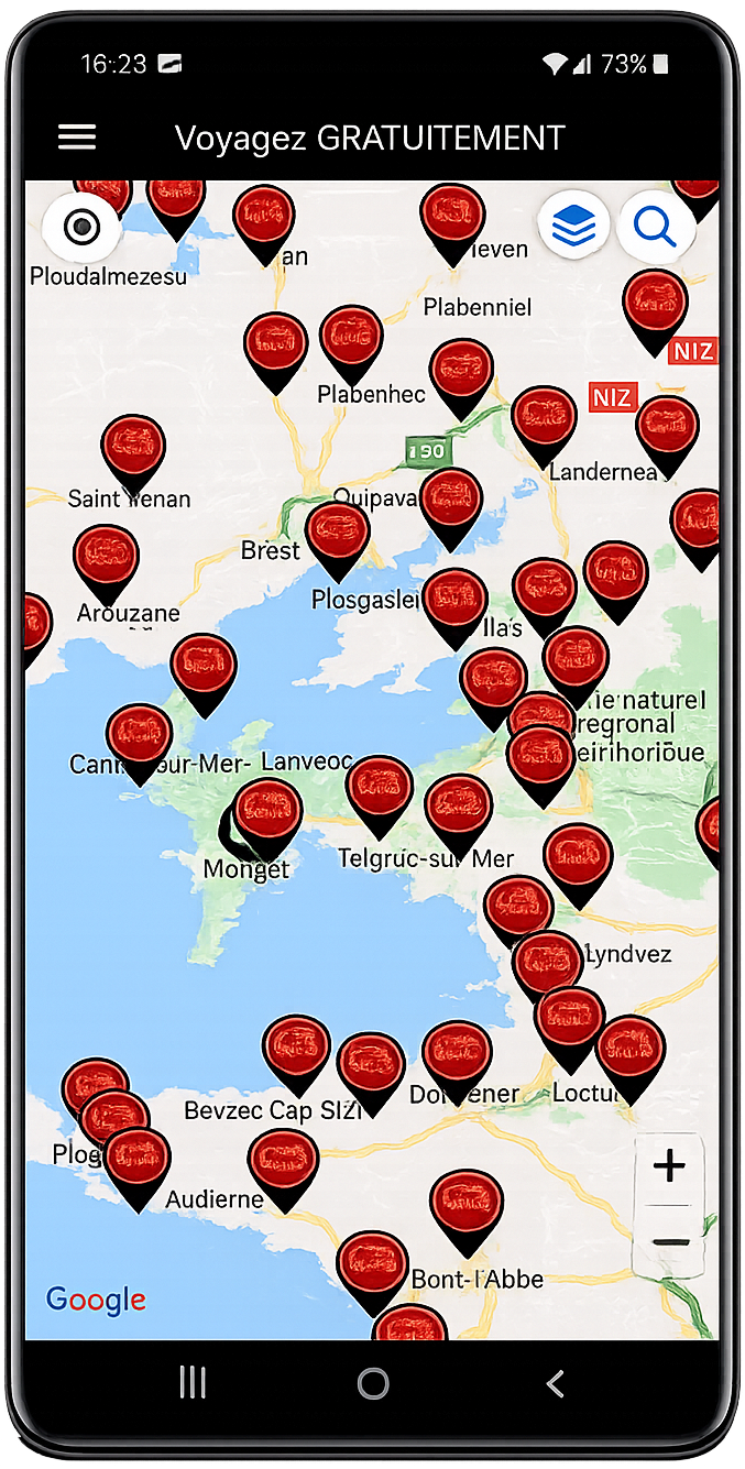 Carte interactive des Aires et Parkings Gratuits
